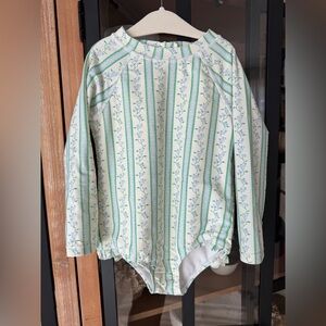 Edgehill Collection Pearly Gates block print floral rashguard swimsuit toddler